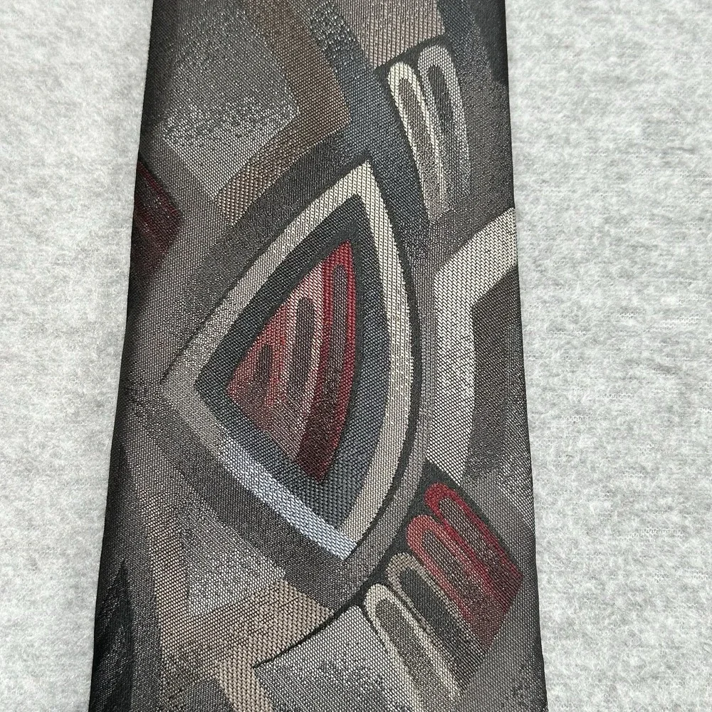 VTG‎ Don Lopez Beverly Hills Neck Tie Black Polyester Silk Blend Abstract Print